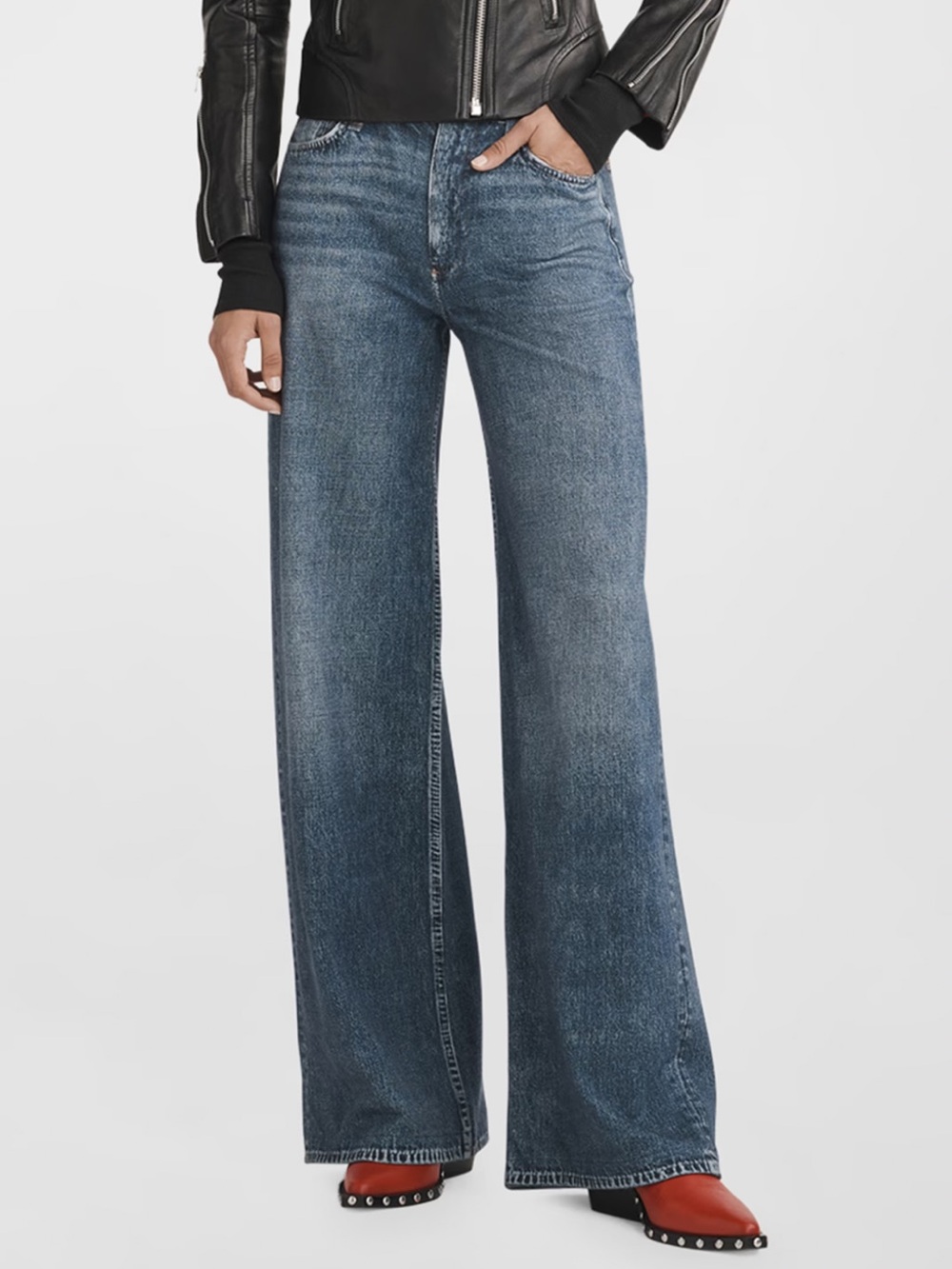 Rag & Bone Miramar Sofie Cotton-Terry Wide-Leg Jeans